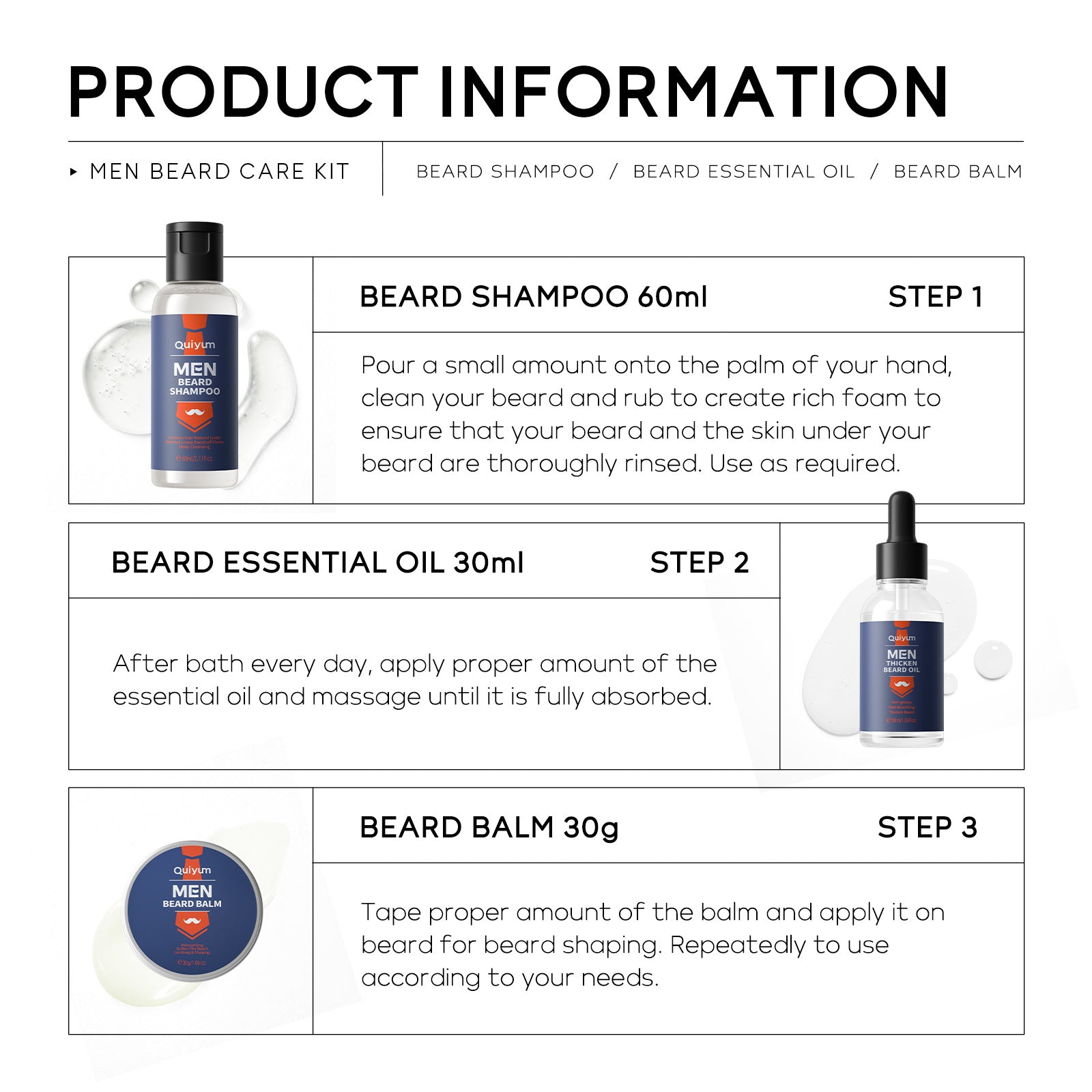 Men's Beard Care Suit 3-piece Set