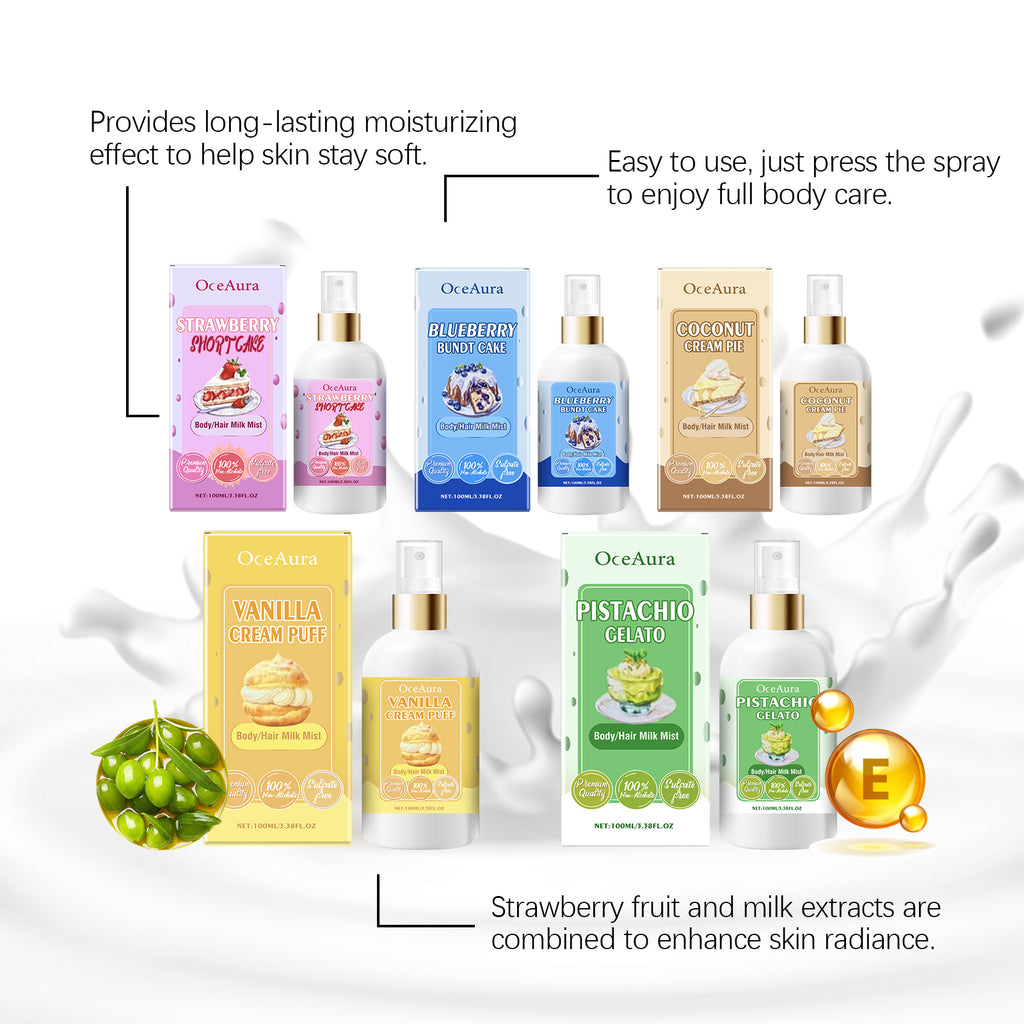 OceAura Body Moisturizing Spray (Pistachio Celato), Moisturizing And Refreshing All Over Hair Treatment Spray